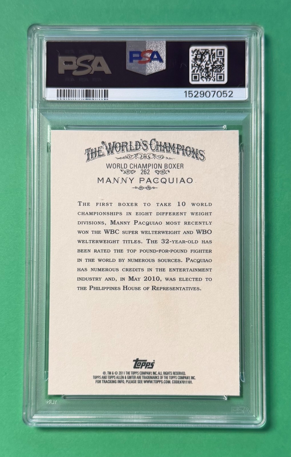 2011 Topps Allen & Ginter MANNY PACQUIAO #262 PSA 9 Mint view 2