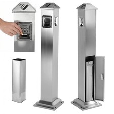 Metal Vertical Trash Bin Outdoor Trash Cans Holder Waste Containers 1.1M Ash Bin