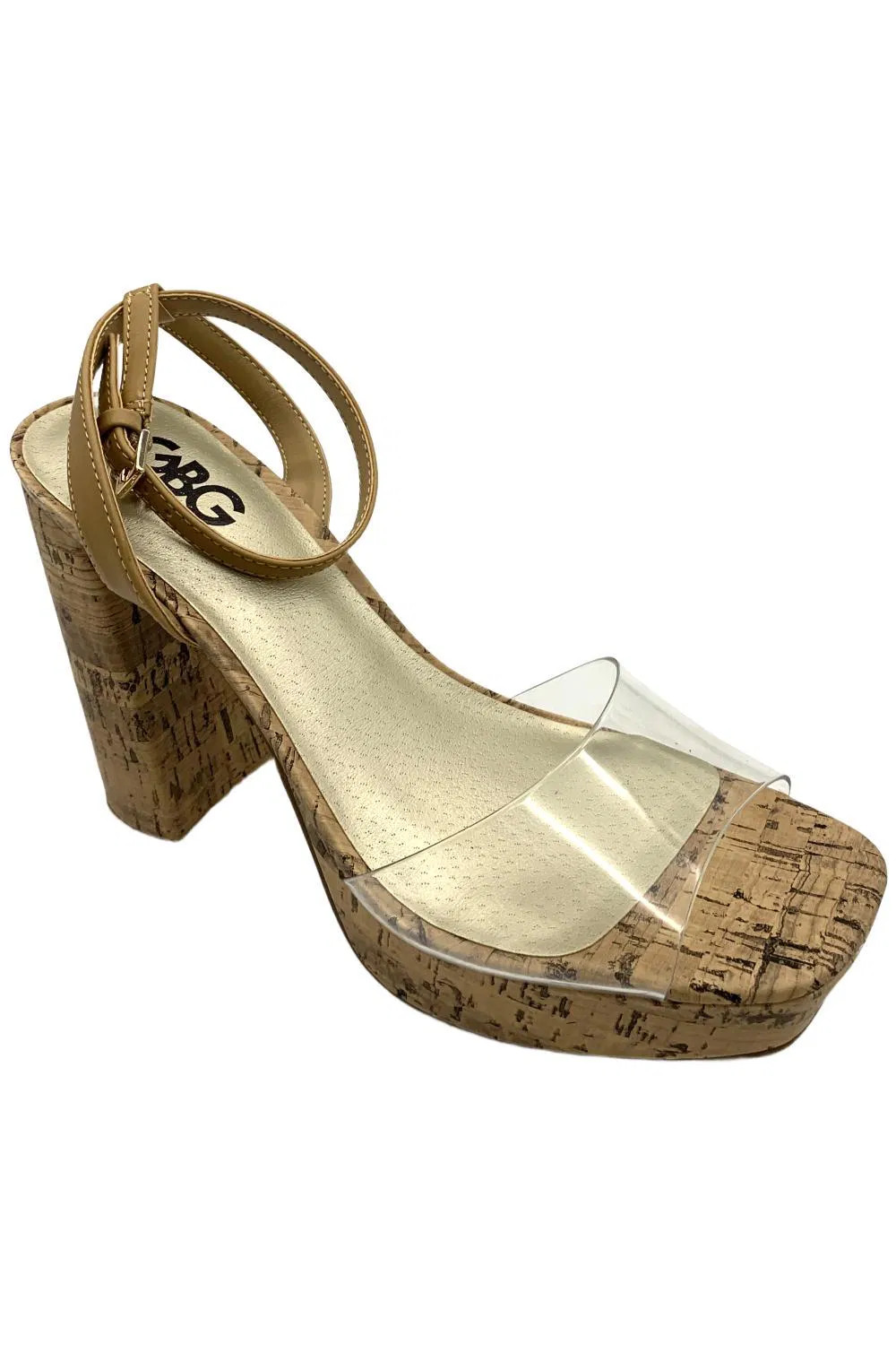 GBG Los Angeles Womens Queen 2 Ankle Platform Heel Sandals Clear 8790₽