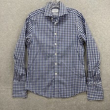 Charles Tyrwhitt Shirt Mens 15.5 35 Blue Gingham Check Non Iron Slim French Cuff