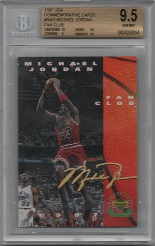 BGS 9.5 1997 Upper Deck UD Authenticated MICHAEL JORDAN Fan Club Jumbo Card