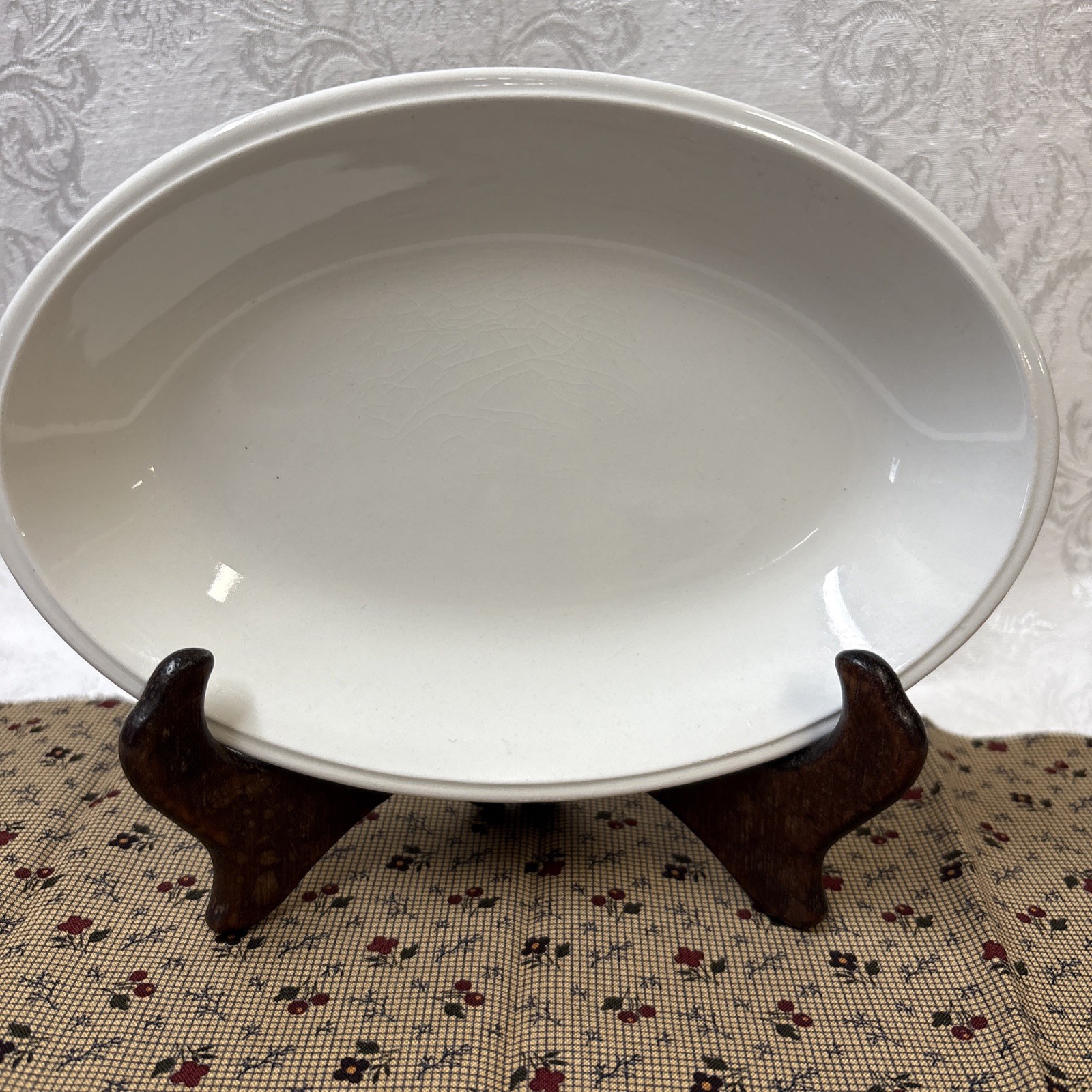 Vintage Royal Ironstone China Bowl Dish Johnson Bros England White Oval  8”