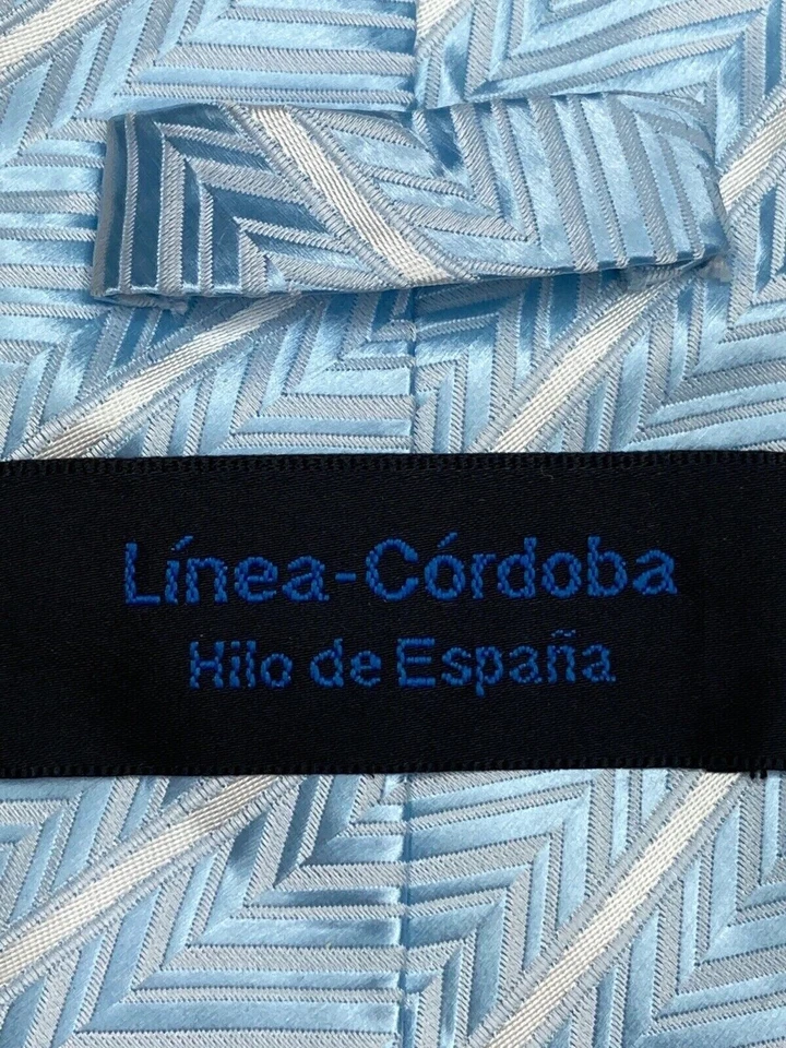 Linea-Cordoba Mens Formal Necktie 59"Lx4"W Blue / White Neck Tie - Image 2 of 4