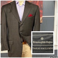 Vintage Ermenegildo Zegna Custom Blazer Sport Coat Mens 44R Wool Brown/Blue/Red