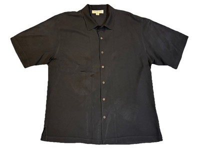 Tommy Bahama Men's Maui Border Silk Camp Shirt - Black Size XL