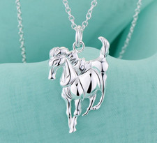 925 Sterling Silver Horse Pendant Necklace Luxury Animal Charm Women Wedding Gif