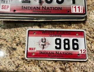 Minnesota White Earth Band Ojibwe Chippewa reservation License Plate embossed UT