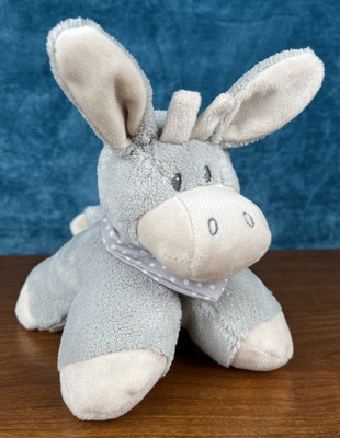 Nattou Donkey Plush Beanbag Floppy Gray Scarf Horse Infant 10''