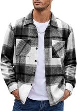 Men's Flannel Shirts Casual Button Down Plaid Shirt Jacket Shacket with Pockets