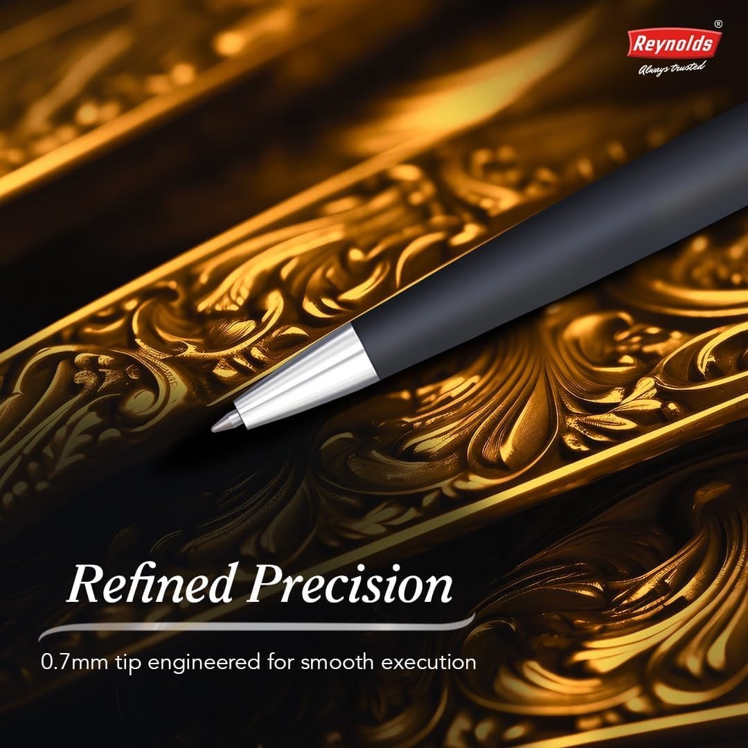 Reynolds Metal Pens (Iconic Onyx) With Comfortable Grip For Smooth Writing / FS