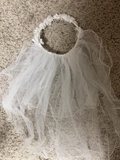 White wedding communion short veil