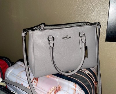 Coach Surrey Small Carryall Crossgrain Leather Gray Crossbody Purse