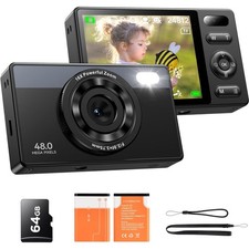 64GB Digitalkamera Kinder Fotokamera: 48MP Anti-Shake Kinderkamera Foto, Vlog...