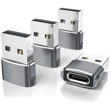 4 PACK USB to USB C Adapter Type-C Female to A Male OTG Converter Car Charger
