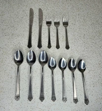 Vtg MCM National COSTA MESA Stainless Flatware JAPAN Spoons Forks Knives 12 Pcs