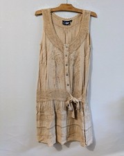 Kleid beige Viskose bestickt Gr.36 Coline (25...