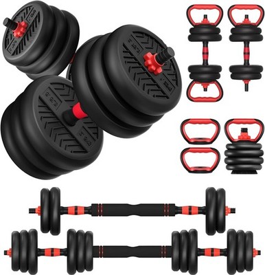 Adjustable Dumbbell Set with Kettlebell Barbell and Push-Up Stand, 20 30 40 60