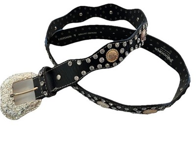 Nocona Western Womens Belt Rhinestones Studded Black Concho Coin Style Large Nocona Western Womens Belt Rhinestones Studded Black Concho  main image 2