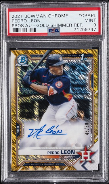 2021 Bowman Chrome Prospect Autos #CPAPL Pedro Leon 46/50 PSA 9 Auto