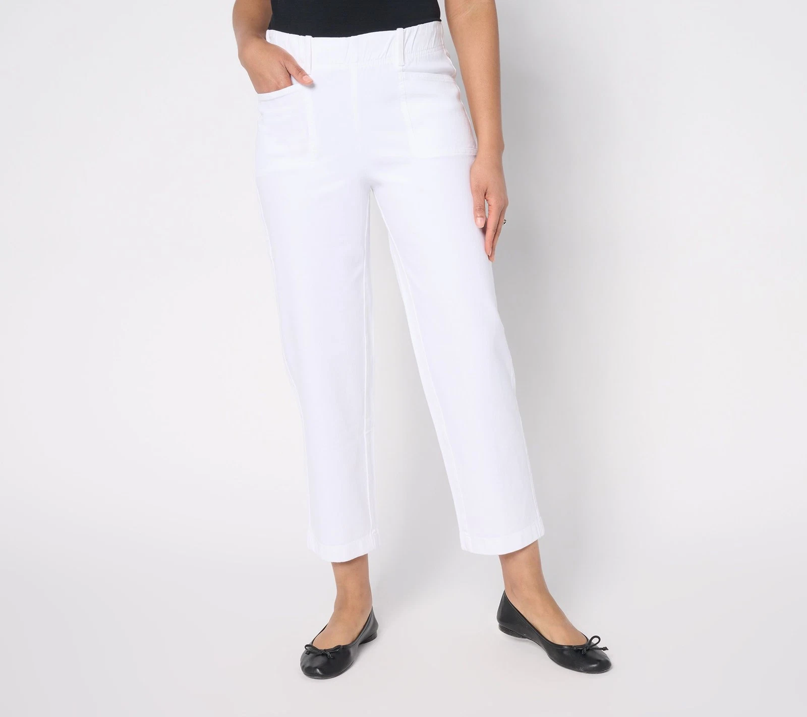 Anybody Women's Petite Pants PM All-Stretch Twill Straight Leg White A683178