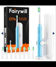 Fairywill D7s Sonic Electric Toothbrush 5 Modes w/ Travel Case 8 Heads