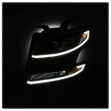 Black 2015-2020 Tahoe Suburban Square Projector Headlights w/led bar Left +Right
