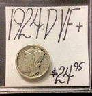 1924 D Mercury Silver Dime VF+! ENN Coins
