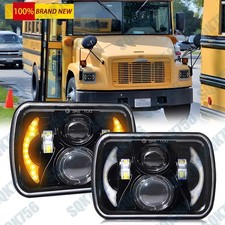 For International 3800 School Bus 2pc 7x6inch Led Headlights W Drl Turn Signals For International 3800 School Bus 2pc 7x6inch Led Headlights W Drl Turn Signals