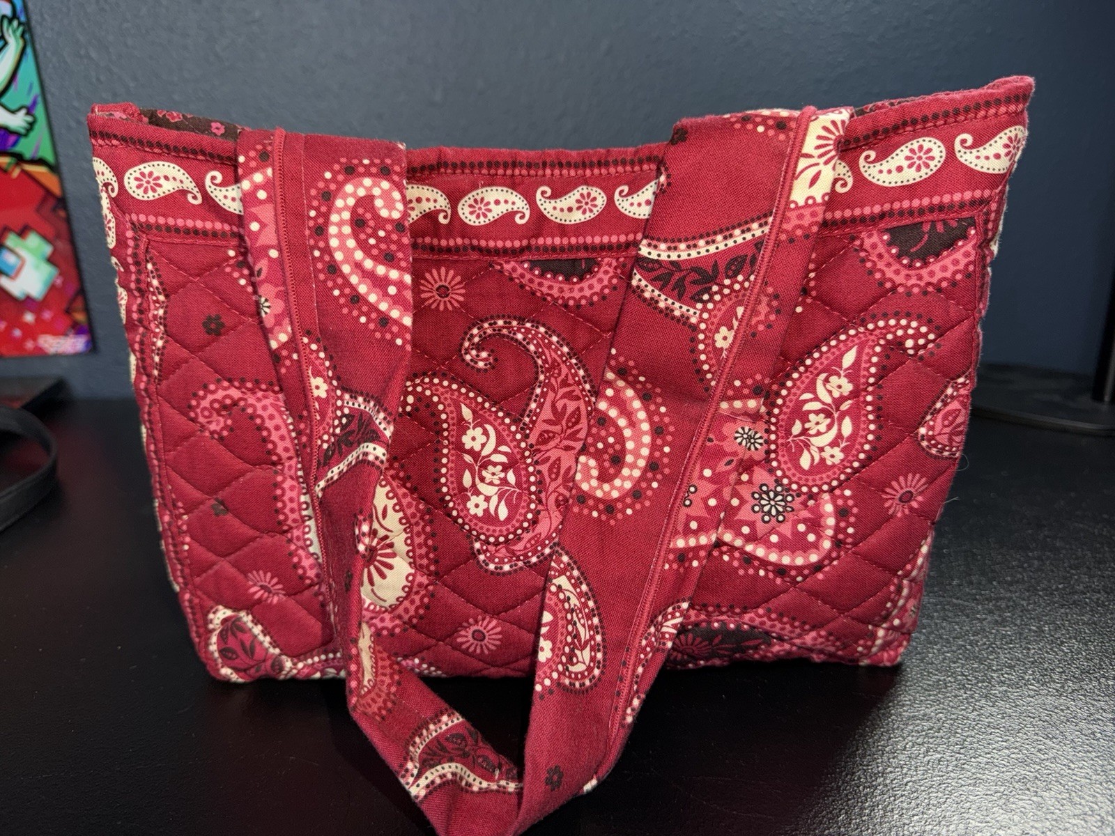 Vera Bradley Small Red Paisley Quilted Tote Bag