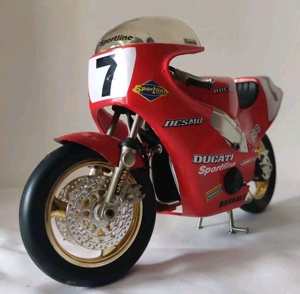 Old Guiloy 1/10 Scale Model Motorcycle Ducati Super Bike 888 Fogarty - Image 2 of 4