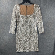 ALICE + OLIVIA Womens Size 6 Davinia sequined chiffon mini dress in Gold