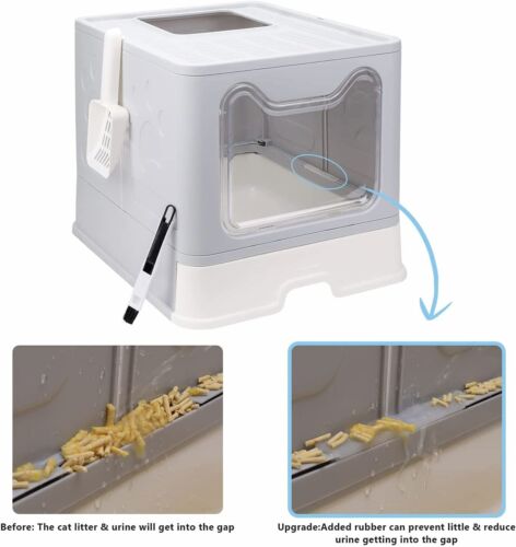 Foldable Cat Litter Box Self-Cleaning Enclosed Cat Potty Kitty Toilet with Scoop - Picture 11 of 12
