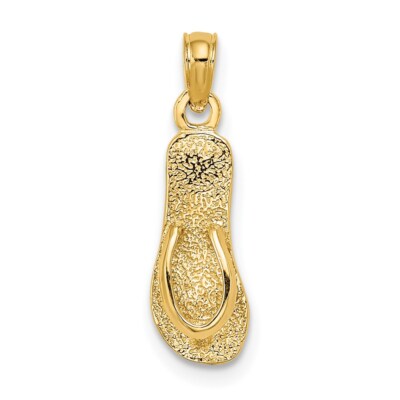 14k Gelbgold einzelner polierter Riemen Flip-Flop Charm Anhänger Geschenk für Mutter
