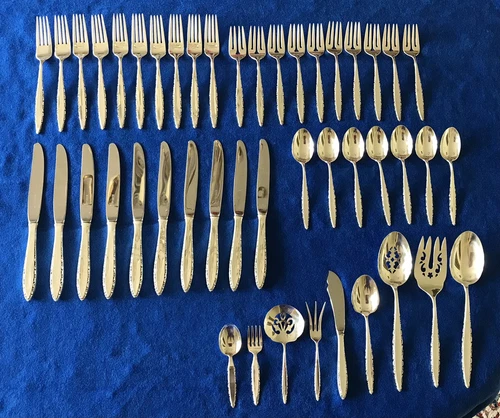 Lace Point - Lunt-Sterling Silver Flatware-Set For 10 + Serving-Total 48 Pieces