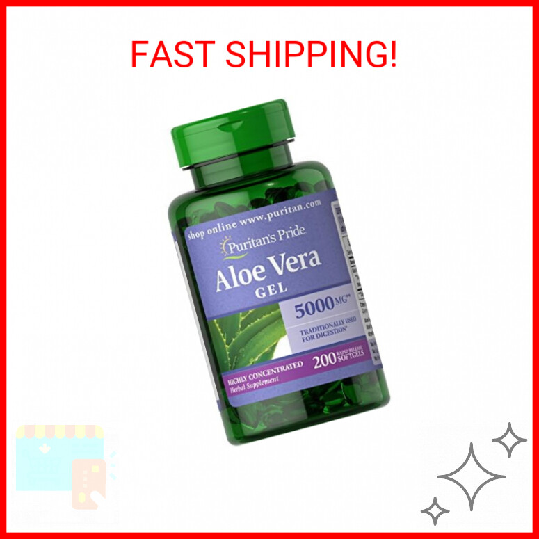 Puritan's Pride Aloe Vera Gel Extract 25 mg (5000mg equivalent), Highly Concentr