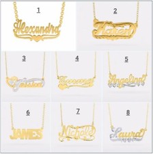 Personalized Sterling Silver Gold Any Name Plate Script Chain Necklace 16 STYLES