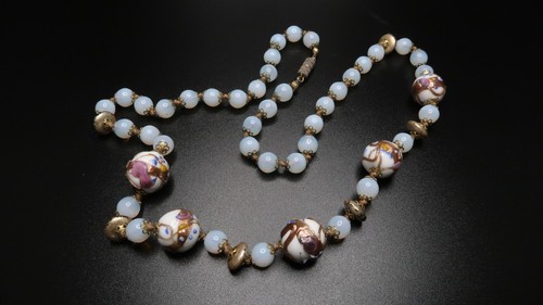 Collier Perles Murano Ancien - Perles Verre Vénitien 'wedding Cake' - Occasion