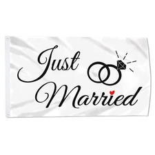 Just Married Flag Banner Outdoor Indoor Decoration Flag 3x5Feet Double Stitch...
