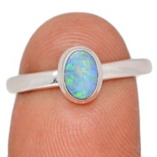Natural Australian Opal 925 Sterling Silver Ring Jewelry s.8 CR67389