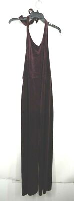 Laundry By Shelli Segal Womens Sleeveless Tie Velvet Jumpsuit Lined V Neck M $60