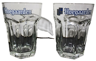 Set of Two Hoegaarden Brewery Belgian Wheat Beer Hexagon 0.33L Glasses 16 FL OZ