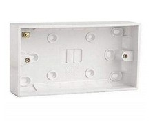 Double Twin 25mm White Surface Mounted Pattress Back Box, 2 Gang Electric Socket