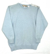 EUC Perry Ellis Portfolio Lamb's Wool/Angora Women Crew Neck Sweater, Lt Blue  L