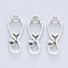 10 Stethoscope Charms Antiqued Silver Nurse Doctor Pendants Medical Jewelry Set