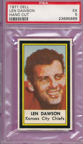 PSA 5 EX LEN DAWSON HOF 1971 DELL HAND CUT VINTAGE NFL CHIEFS PURDUE *TPHLC-5669