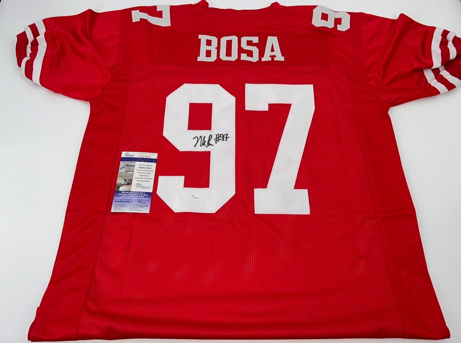 NICK BOSA Autographed Signed San Francisco 49ers 49ERS CUSTOM STITCHED RED JERSEY JSA COA OHIO STATE 
