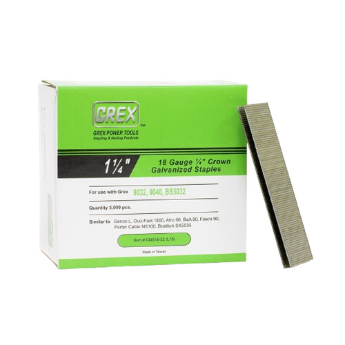 Grex GNS18 1-1/4 in. 18 Gauge 1/4 in. Crown Galvanized & Coated Staples, 5M GNS18-32 (L15)