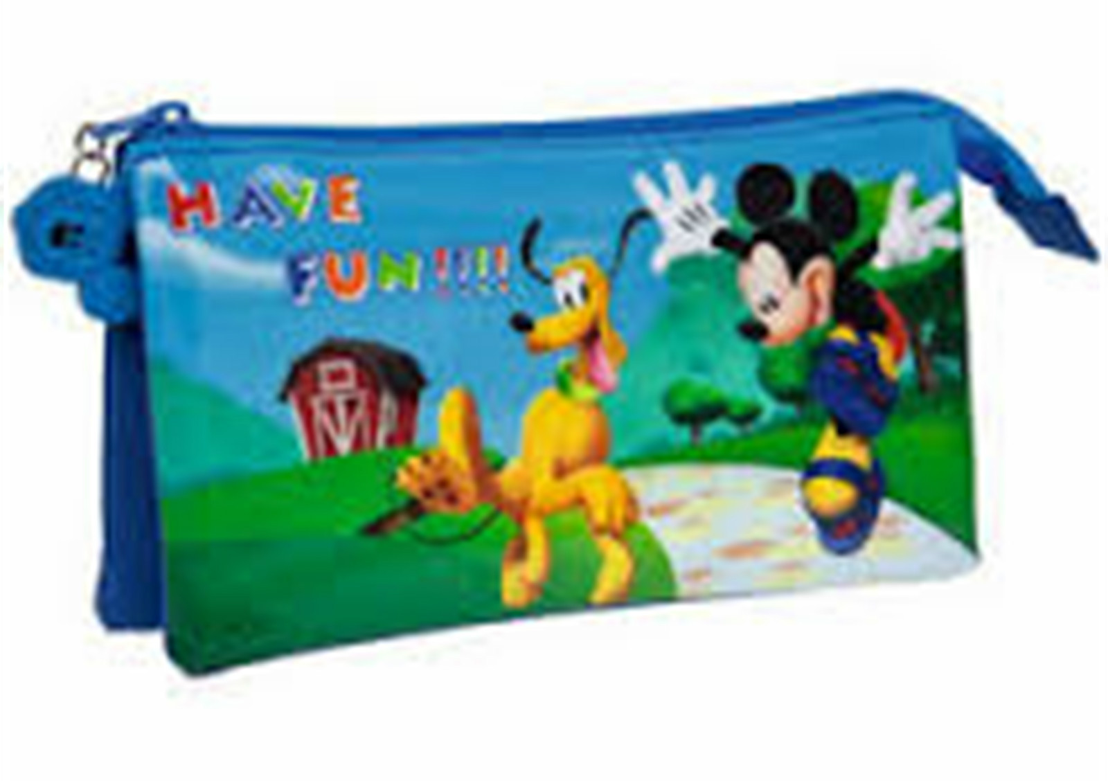 Disney Mickey Mouse - Triple Pencil / Vanity Case with Zipper - Size:22x12x5cm