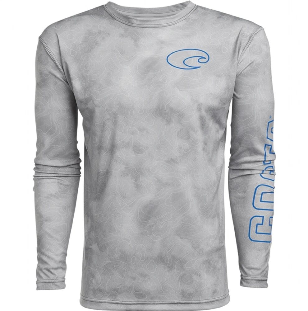 35% Off Costa Tech Topographic Performance Fishing Shirt - Gray- UPF 50