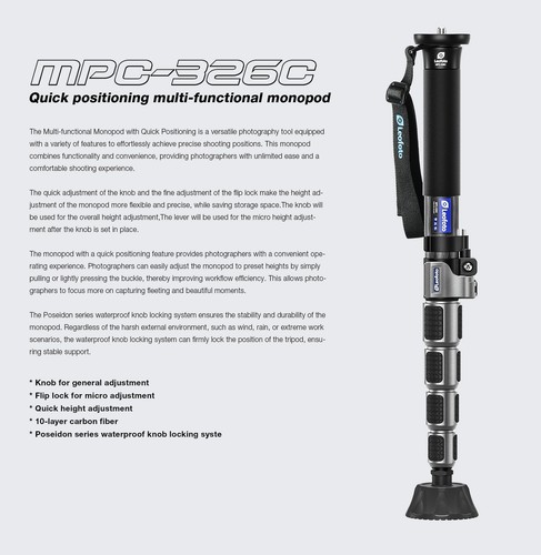 Leofoto MPC-326C Series Carbon Fiber Monopod with Case | Water-Resistant - Picture 2 of 10